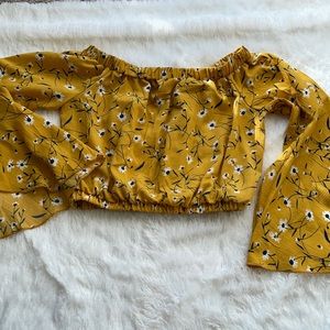 Yellow flowered crop top